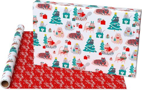 American Greetings Reversible Christmas Wrapping Paper, Dogs, Paw Prints and Snowflakes (1 Roll, 175 sq. ft.) in Saudi Arabia