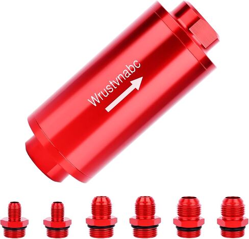 6AN 8AN 10AN Inline Fuel Filter 10 Micron 58MM Aluminum (red, 10Micron) in Saudi Arabia