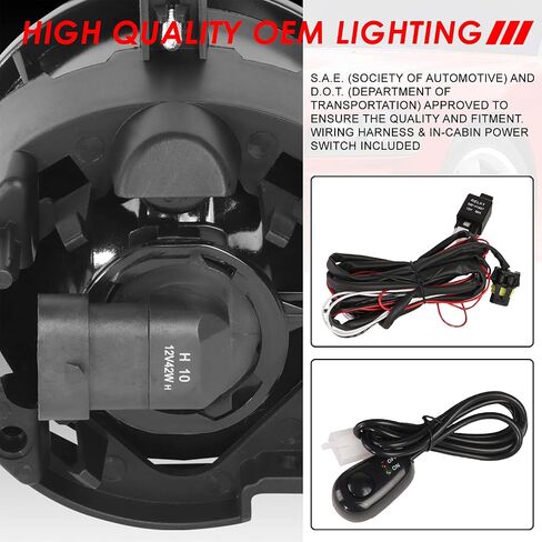 Auto Dynasty Fog Lights Assembly Compatible with 2005-2010 Chrysler Dodge Jeep Sebring Town & Country Caravan Compass, Fog Lamp with Switch Replacement, Driver Passenger Side, Black Housing Smoke Lens in Saudi Arabia