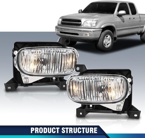 عدسة شفافة لضوء الضباب PIT66 متوافقة مع Toyota Tundra (الطراز الفرعي: Base، Limited، SR5) 2000-2006 مع مصابيح in Saudi Arabia