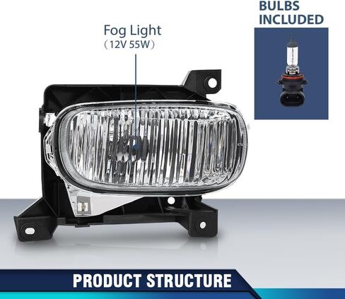 عدسة شفافة لضوء الضباب PIT66 متوافقة مع Toyota Tundra (الطراز الفرعي: Base، Limited، SR5) 2000-2006 مع مصابيح in Saudi Arabia