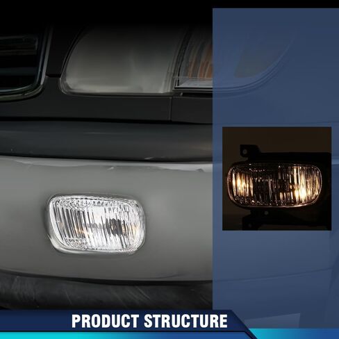 عدسة شفافة لضوء الضباب PIT66 متوافقة مع Toyota Tundra (الطراز الفرعي: Base، Limited، SR5) 2000-2006 مع مصابيح in Saudi Arabia