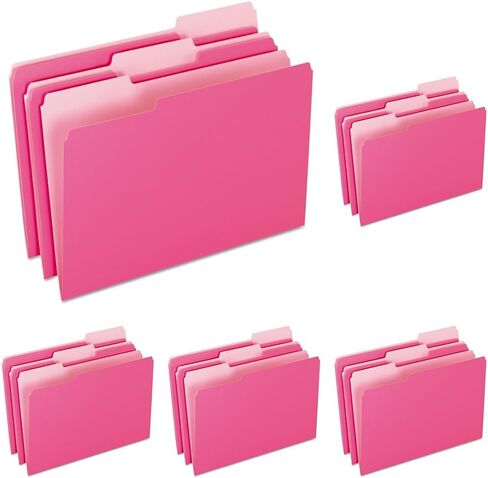 Pendaflex Two-Tone Color File Folders, Legal Size, Pink, 1/3 Cut, 100/BX (153 1/3 PIN) in Saudi Arabia