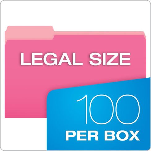 Pendaflex Two-Tone Color File Folders, Legal Size, Pink, 1/3 Cut, 100/BX (153 1/3 PIN) in Saudi Arabia