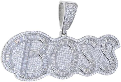 Iced Out Bling CZ Boss Letter Pendant Necklaces for Men Women Boy in Saudi Arabia