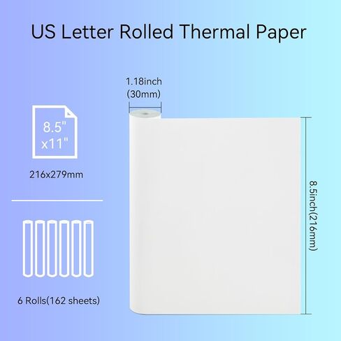 NYEAR 6 Rolls A4 Quick-dry Thermal Paper (210mm/8.27"width/7.6m long,Φ1.18") for portable printer,thicker brighter and the font is clearer to make the printing quality better, (1 roll-27 Sheets) in Saudi Arabia