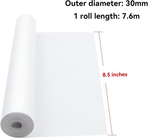 NYEAR 6 Rolls A4 Quick-dry Thermal Paper (210mm/8.27"width/7.6m long,Φ1.18") for portable printer,thicker brighter and the font is clearer to make the printing quality better, (1 roll-27 Sheets) in Saudi Arabia