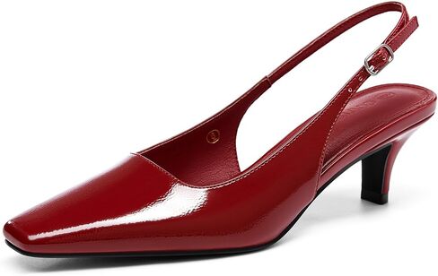 Coutgo Womens Kitten Low Heels Slingback Pumps Squared Point Toe Buckle Strap Wedding Party Dress Shoes in Saudi Arabia