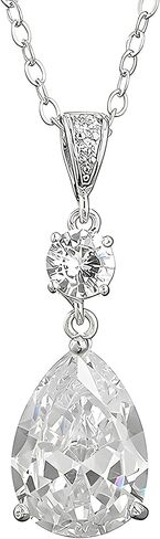 دمعة قلادة مكعب زركونيا قطرة الزفاف الزفاف قلادة قلادة للنساء، الفضة روز الذهب مطلي النحاس النحاس مايكرو البطانة تشيكوسلوفاكيا بسيطة غرامة المجوهرات هدايا عيد الأم عيد الحب in Saudi Arabia