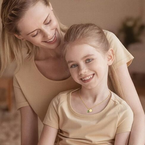 M MOOHAM Birthstone Initial Necklace for Women - Personalized Birthday Gift for Women Her Mom Grandma Wife Sister Birthstone Initial Pendant Necklaces Disc Letter A-Z Necklace in Kuwait