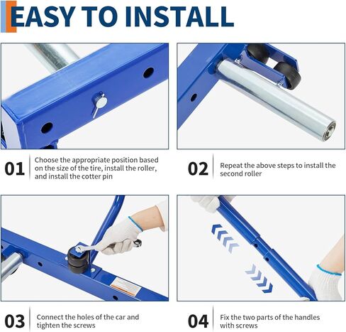 500 Lb Heavy Duty Tire Wheel Dolly, 12"-24" Adjustable Roller Truck Tire Moving Tool Cart Dolly for Workshop, Garage, Car, ATV, Skid Steer, Trailer in Kuwait