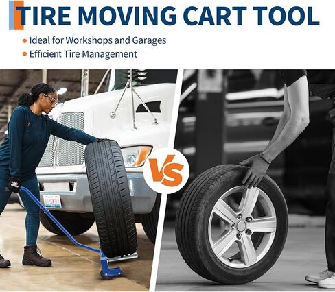 500 Lb Heavy Duty Tire Wheel Dolly, 12"-24" Adjustable Roller Truck Tire Moving Tool Cart Dolly for Workshop, Garage, Car, ATV, Skid Steer, Trailer in Kuwait