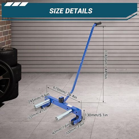 500 Lb Heavy Duty Tire Wheel Dolly, 12"-24" Adjustable Roller Truck Tire Moving Tool Cart Dolly for Workshop, Garage, Car, ATV, Skid Steer, Trailer in Kuwait