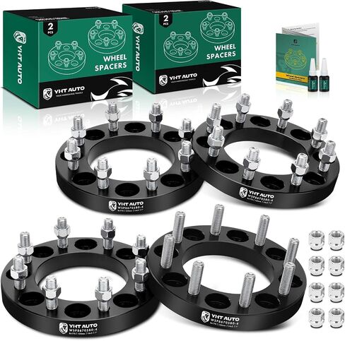YHTAUTO 8x170mm Wheel Spacers 1 Inch Fits Ford F-250 Super Duty 1999-2002, Excursion 2000-2002 8 Lug Tire Spacers w/ M14x2 & 12.9 Grade Studs, 125mm Center Bore 4PCS Black in Saudi Arabia