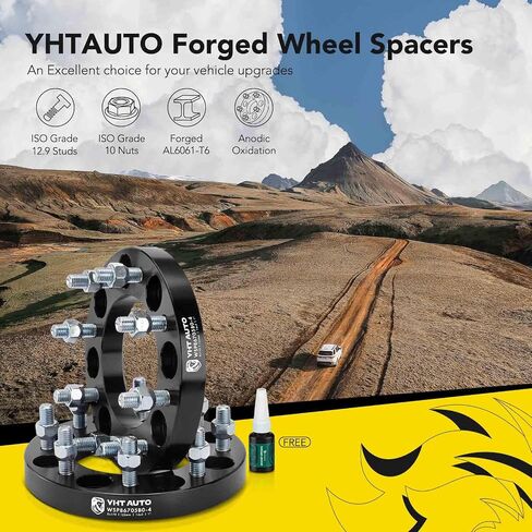YHTAUTO 8x170mm Wheel Spacers 1 Inch Fits Ford F-250 Super Duty 1999-2002, Excursion 2000-2002 8 Lug Tire Spacers w/ M14x2 & 12.9 Grade Studs, 125mm Center Bore 4PCS Black in Saudi Arabia