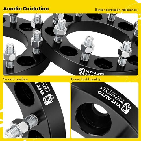YHTAUTO 8x170mm Wheel Spacers 1 Inch Fits Ford F-250 Super Duty 1999-2002, Excursion 2000-2002 8 Lug Tire Spacers w/ M14x2 & 12.9 Grade Studs, 125mm Center Bore 4PCS Black in Saudi Arabia
