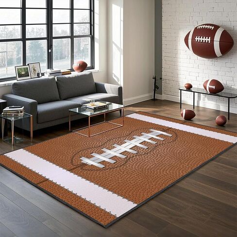 Football Rug for Bedroom–Non Slip 5'x7' Football Field Rugs for Living Room and Sport Room Decor in Saudi Arabia