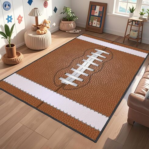 Football Rug for Bedroom–Non Slip 5'x7' Football Field Rugs for Living Room and Sport Room Decor in Saudi Arabia