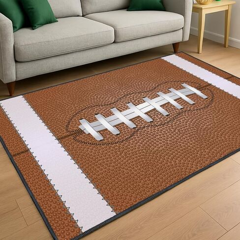 Football Rug for Bedroom–Non Slip 5'x7' Football Field Rugs for Living Room and Sport Room Decor in Saudi Arabia