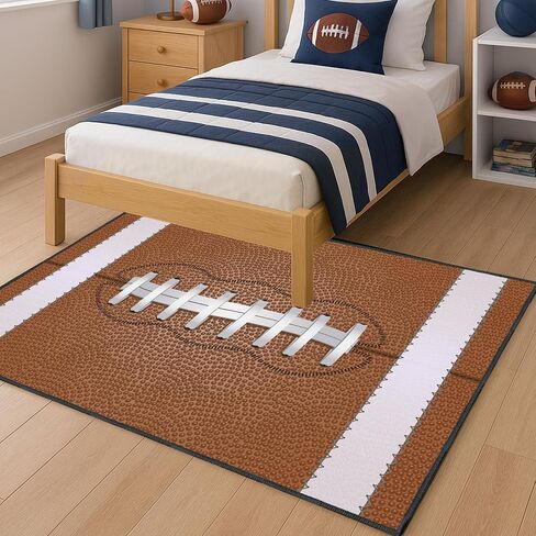 Football Rug for Bedroom–Non Slip 5'x7' Football Field Rugs for Living Room and Sport Room Decor in Saudi Arabia