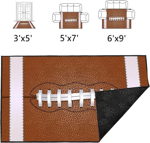 Football Rug for Bedroom–Non Slip 5'x7' Football Field Rugs for Living Room and Sport Room Decor in Saudi Arabia