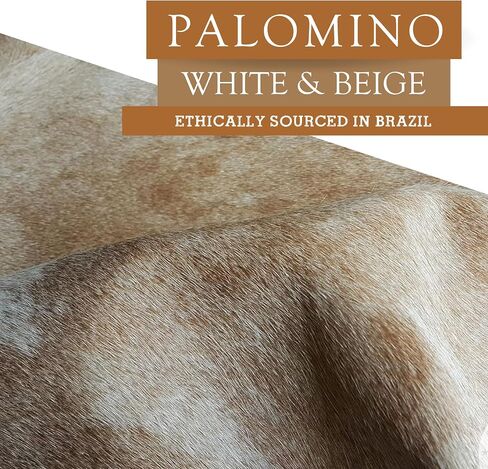 سجادة Sunshine Cowhides 100% أصلية من جلد البقر بالومينو باللونين الأبيض والبيج - سجادة جلد حيوان على الطراز الحديث وسجادة أرضية لغرفة المعيشة وغرفة النوم والمطبخ والمزيد - كبيرة جدًا (6x7-8 قدم) in Kuwait