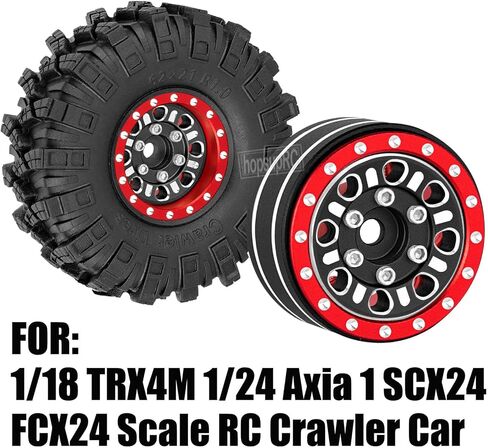 إطارات عجلة ألومنيوم 1.0 بوصة محور عجلات حافة Beadlock لـ 1/24 محوري SCX24 FCX24 1/18 TRX4M مقياس RC الزاحف Car. إطارات العجلات حافة شديدة التحمل Beadlock. أسود in Saudi Arabia