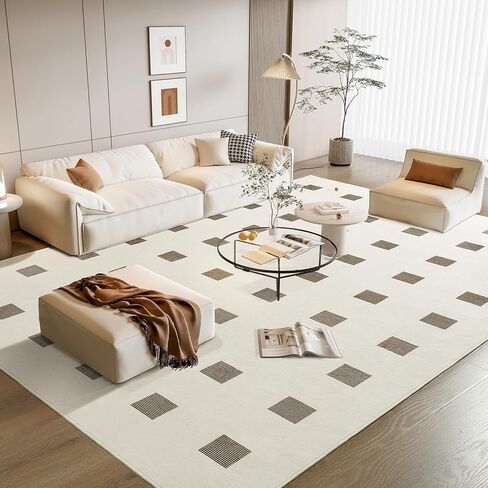 سجاد ناعم باللونين الأبيض والأسود لغرفة المعيشة وغرفة النوم مقاس 5 × 7 سجاد قابل للغسل لغرف الأطفال والفتيات in Kuwait