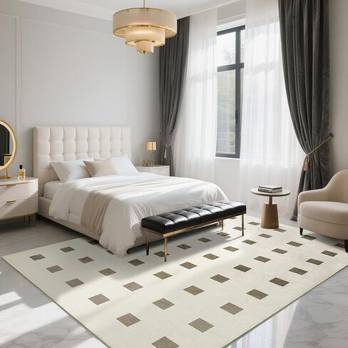 سجاد ناعم باللونين الأبيض والأسود لغرفة المعيشة وغرفة النوم مقاس 5 × 7 سجاد قابل للغسل لغرف الأطفال والفتيات in Kuwait