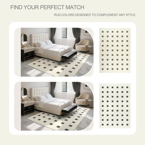 سجاد ناعم باللونين الأبيض والأسود لغرفة المعيشة وغرفة النوم مقاس 5 × 7 سجاد قابل للغسل لغرف الأطفال والفتيات in Kuwait