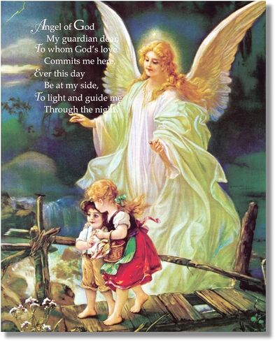 Guardian Angel of God Poem Protecting Children Art Print 8x10" Great Gift Idea in Saudi Arabia