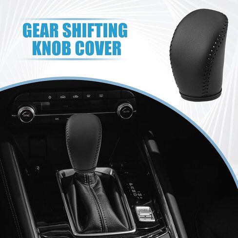 Gear Shift Head Knob Cover Transmission Lever Trim for Infiniti Q50 2018 2019 2020 2021 2022 2023 2024 Faux Leather Black in Saudi Arabia
