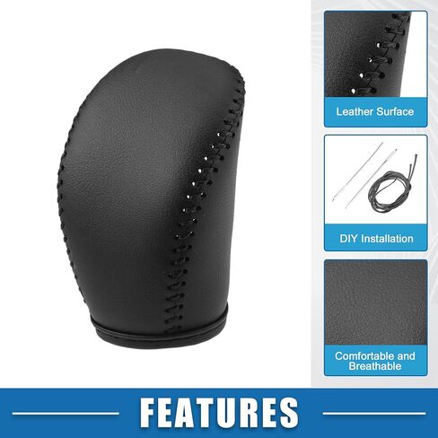 Gear Shift Head Knob Cover Transmission Lever Trim for Infiniti Q50 2018 2019 2020 2021 2022 2023 2024 Faux Leather Black in Saudi Arabia