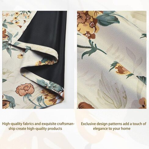 ستائر تعتيم زهرية بطول 84 بوصة مكونة من لوحتين - ستائر ريفية فرنسية، ستائر تعتيم غرفة معزولة حراريًا لغرفة المعيشة وغرفة النوم، 52 × 84 بوصة in Kuwait