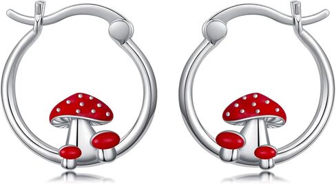 925 Sterling Silver Animal Hoop Earrings for Women Horse/Black Cat/Bunny/Bat/Mushroom Earrings Jewelly Birthday Christmas Gifts for Women Animal Fans in Kuwait