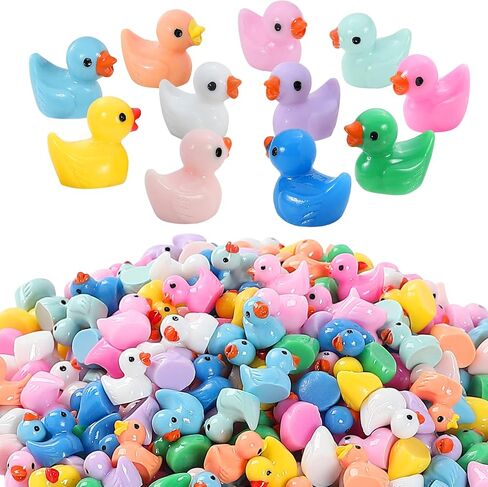 Christmas Mini Resin Ducks 160 Pack Luminous Tiny Duck Glow in The Dark Plastic Ducks for Garden Micro Landscape Ornament Dollhouse Tiny Figurines Birthday Party Favors DIY Dec Oration Craft in Kuwait