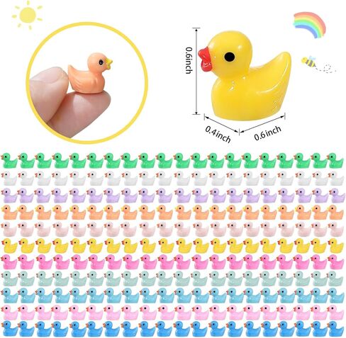 Christmas Mini Resin Ducks 160 Pack Luminous Tiny Duck Glow in The Dark Plastic Ducks for Garden Micro Landscape Ornament Dollhouse Tiny Figurines Birthday Party Favors DIY Dec Oration Craft in Kuwait