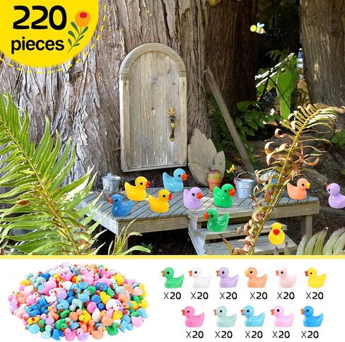Christmas Mini Resin Ducks 160 Pack Luminous Tiny Duck Glow in The Dark Plastic Ducks for Garden Micro Landscape Ornament Dollhouse Tiny Figurines Birthday Party Favors DIY Dec Oration Craft in Kuwait