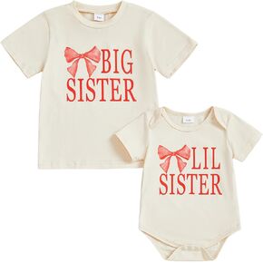 أخت كبيرة أخت صغيرة تتطابق مع ملابس Coquette Bow Toddler Girl T-Shirt و Meداد in Kuwait