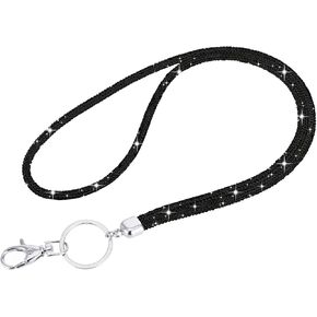 Bling Lanyard, 31.5'' White Lanyards for Women Rhinestone Office Lanyard Round Crystal Neck Strap Lanyard with Metal Clasp & Keyring for Id Badge Holder Id Card Keys Strap (White) in Kuwait