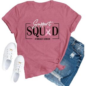 Womens Breast Cancer Shirts Pink Ribbon T-Shirt Breast Cancer Survivor Crew Tee Top in Saudi Arabia