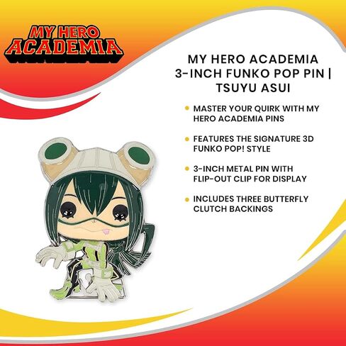 My Hero Academia 3-Inch Funko POP Enamel Pin, Tsuyu Asui "Froppy" | Officially Licensed Boku no Hero Collectible | Metal Pins For Backpacks, Jackets | Anime Gifts, Superhero Accessories in Saudi Arabia
