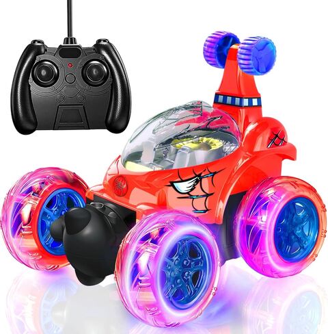 YongnKids Rc Stunt Car, Remote Control Car for Girls,360°Rotate Remote Control Cars with Wheel Lights & Music & Sticker 4WD Rc Hobby Car, Car Toys for 3-8 8-12 Girls Birthday Chirstmas Gift in Saudi Arabia