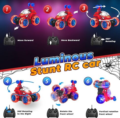 YongnKids Rc Stunt Car, Remote Control Car for Girls,360°Rotate Remote Control Cars with Wheel Lights & Music & Sticker 4WD Rc Hobby Car, Car Toys for 3-8 8-12 Girls Birthday Chirstmas Gift in Saudi Arabia