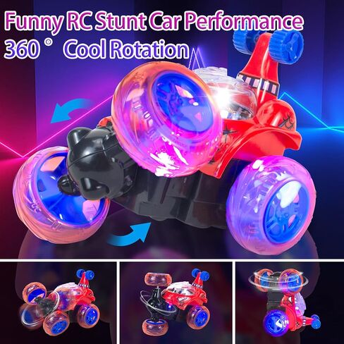 YongnKids Rc Stunt Car, Remote Control Car for Girls,360°Rotate Remote Control Cars with Wheel Lights & Music & Sticker 4WD Rc Hobby Car, Car Toys for 3-8 8-12 Girls Birthday Chirstmas Gift in Saudi Arabia