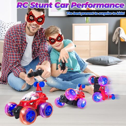 YongnKids Rc Stunt Car, Remote Control Car for Girls,360°Rotate Remote Control Cars with Wheel Lights & Music & Sticker 4WD Rc Hobby Car, Car Toys for 3-8 8-12 Girls Birthday Chirstmas Gift in Saudi Arabia