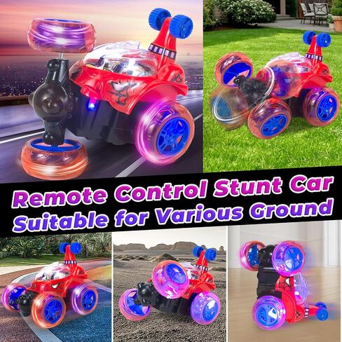 YongnKids Rc Stunt Car, Remote Control Car for Girls,360°Rotate Remote Control Cars with Wheel Lights & Music & Sticker 4WD Rc Hobby Car, Car Toys for 3-8 8-12 Girls Birthday Chirstmas Gift in Saudi Arabia
