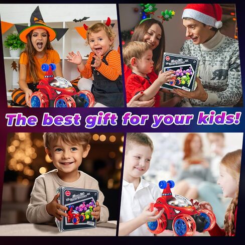 YongnKids Rc Stunt Car, Remote Control Car for Girls,360°Rotate Remote Control Cars with Wheel Lights & Music & Sticker 4WD Rc Hobby Car, Car Toys for 3-8 8-12 Girls Birthday Chirstmas Gift in Saudi Arabia