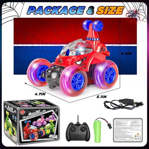 YongnKids Rc Stunt Car, Remote Control Car for Girls,360°Rotate Remote Control Cars with Wheel Lights & Music & Sticker 4WD Rc Hobby Car, Car Toys for 3-8 8-12 Girls Birthday Chirstmas Gift in Saudi Arabia