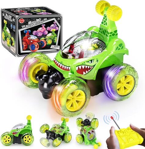 YongnKids Rc Stunt Car, Remote Control Car for Girls,360°Rotate Remote Control Cars with Wheel Lights & Music & Sticker 4WD Rc Hobby Car, Car Toys for 3-8 8-12 Girls Birthday Chirstmas Gift in Saudi Arabia